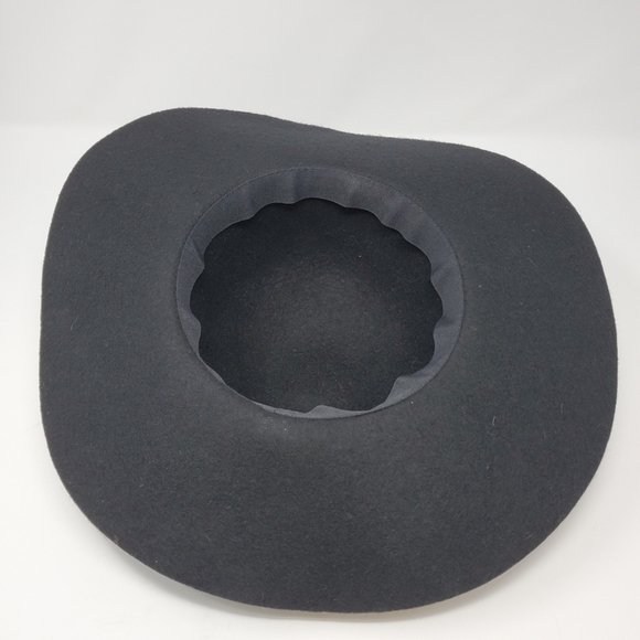 ECOTE URBAN OUTFITTERS 100% WOOL BLACK FLOPPY HAT BRASS STUDDED BAND WOMEN OS - Picture 9 of 12